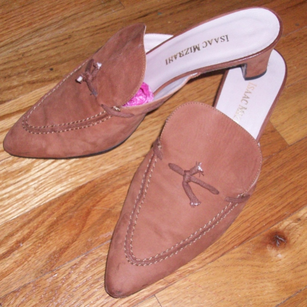 Isaac Mizrahi Rust Suede Mules-Slip-Ons